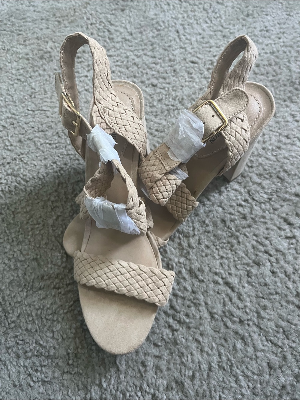 Avon Braided Slingback Heels in Beige